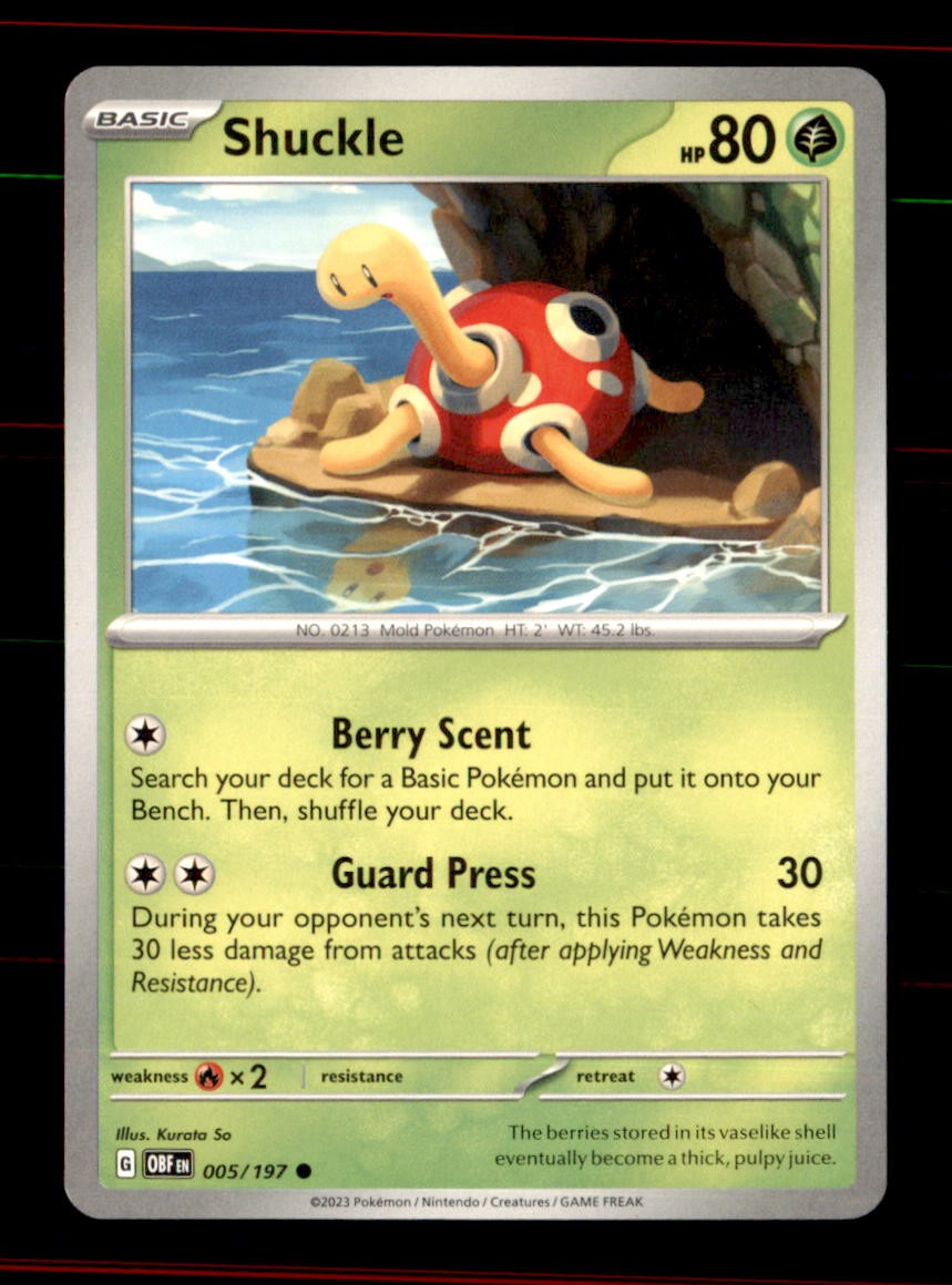 Shuckle 005/197 Common Obsidian Flames Pokemon Near Mint
