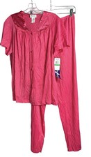 New Vintage Vanity Fair Carbernet Savg Nylon Pajama Set Womens Large Made In USA