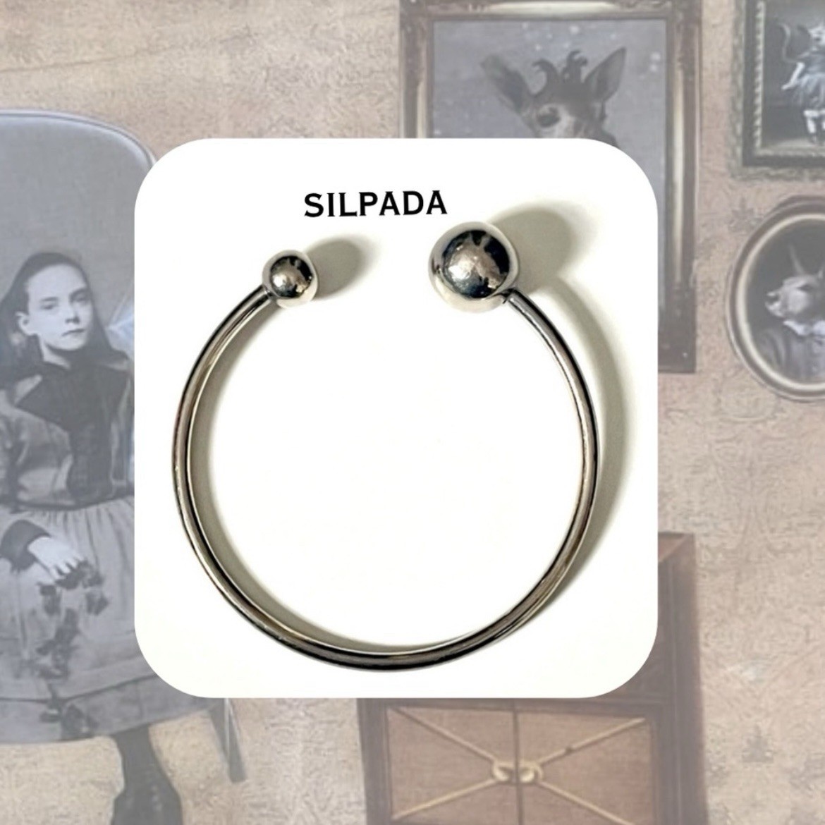 Silpada Silver Tone Adjustable Cuff Bracelet with… - image 1