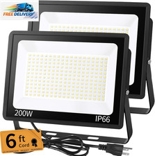 200W LED Flood Light Outdoor, 24000LM Exterior Security Lights, 2 Pack