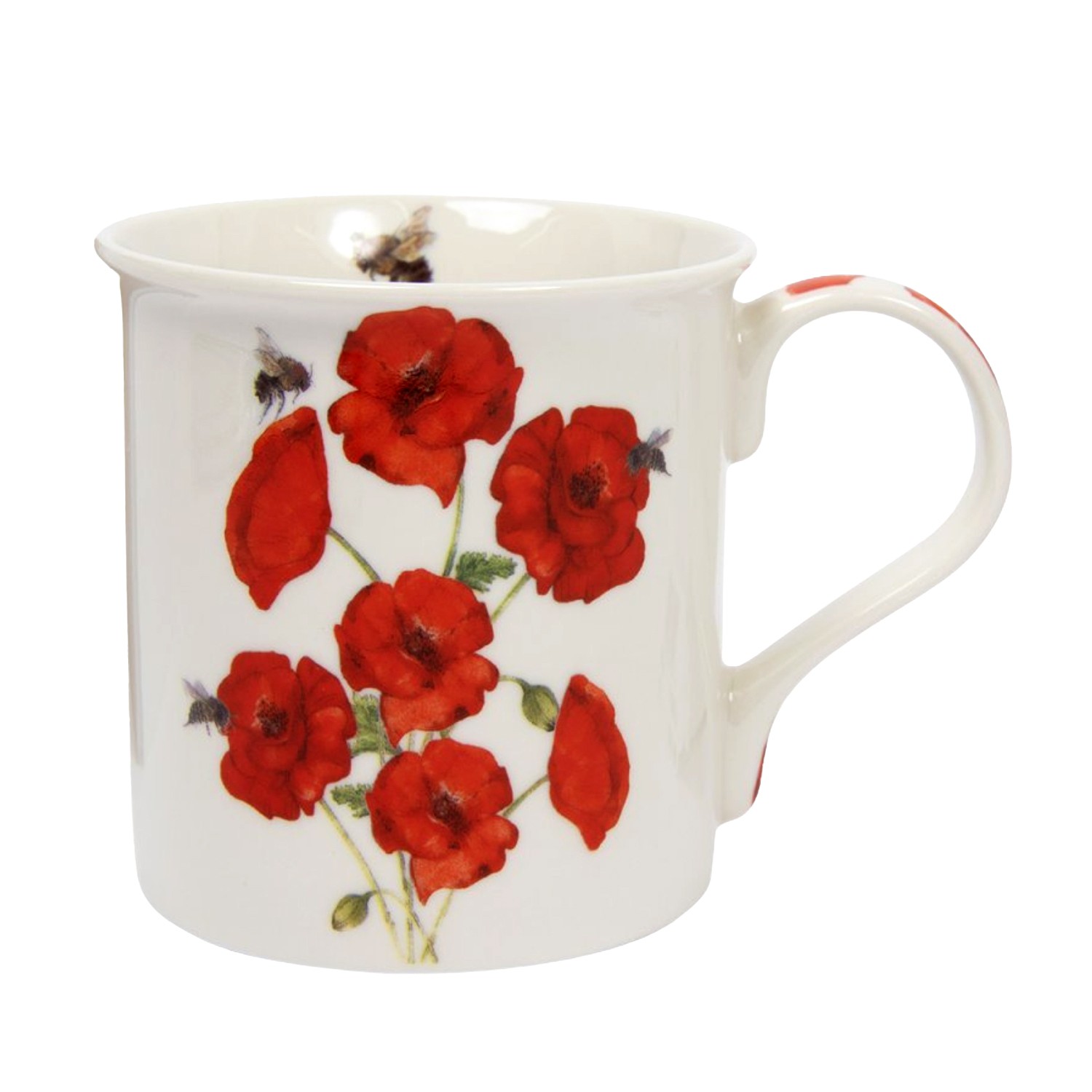 Ceramic Mug Fine China Drink Coffee Cup Bee-tanical Poppy Floral Flower Design