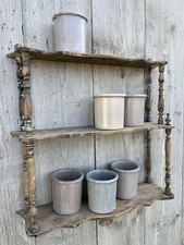 French Wall Hanging Shelf With Distressed Paint Remnants