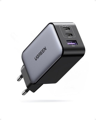 UGREEN Nexode USB C Ladegerät, 65W, GaN Netzteil, 3-Port PD Charger, Schwarz