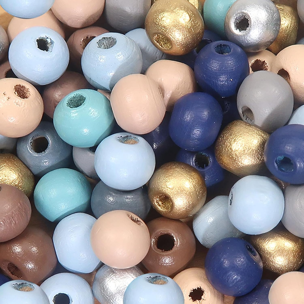 100 StüCk NatüRliche Runde Bunte Holzperlen Set 8Mm Runde Holzperle Basteln Mit-image