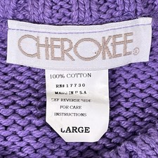 CHEROKEE - L 10/12 - 100% COTTON - LAVENDER - CABLE KNIT