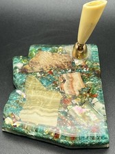 Vtg Lucite Arizona Souvenir Pen Holder Desk Paperweight