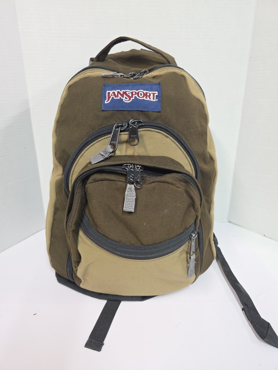 Vintage Jansport Backpack Brown And Tan Four Pocket 2 Strap Waist Belt Large Vintage Jansport Backpack Brown And Tan Four Pocket 2 Strap Waist Belt Large