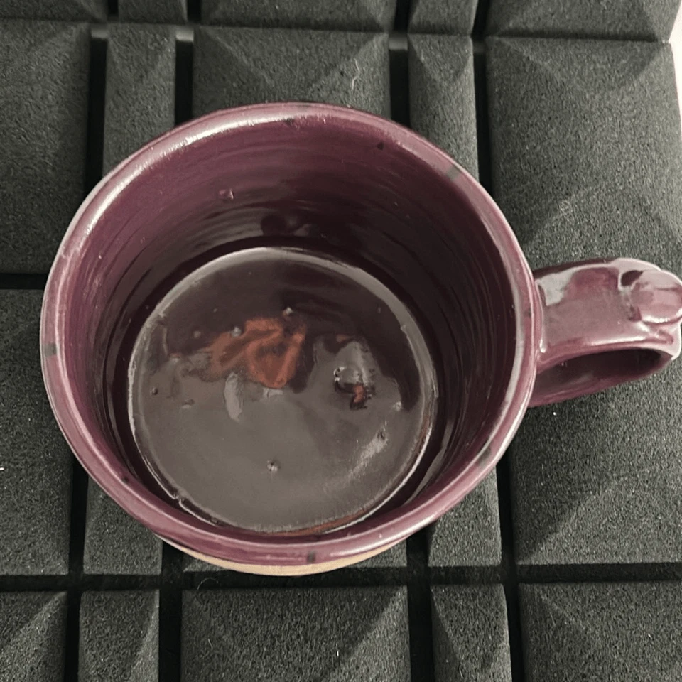 Taza Colección Círculo Cerámica Grande Gres Borgoña Hecha a Mano Foto 3 de 4