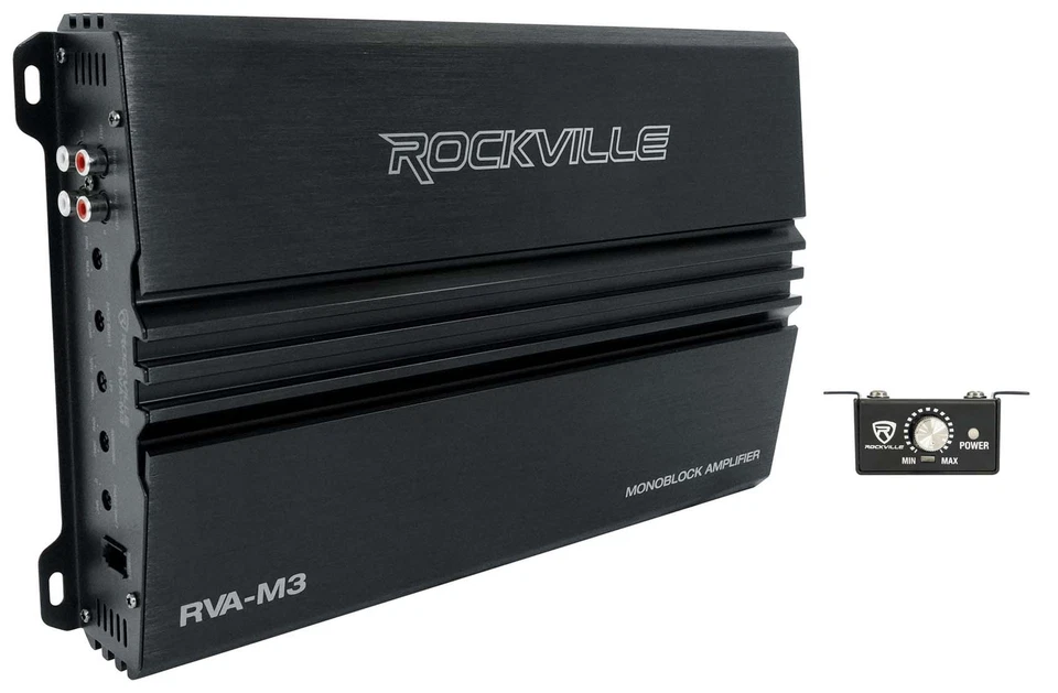 Rockville RVA-M3 V2 4000w Peak/1000w RMS @ 1 Ohm Amplifier Mono Car Amp+Remote