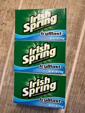 Irish Spring Icy Blast Bar Soap Deodorant Pack of 3 New 4 oz each Travel USA