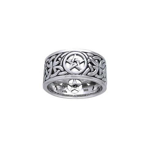 Bague Pentacle Raven En Argent Sterling 925 - Style Pagan/wiccan - Neuf Avec étiquettes - Taille Ajustable