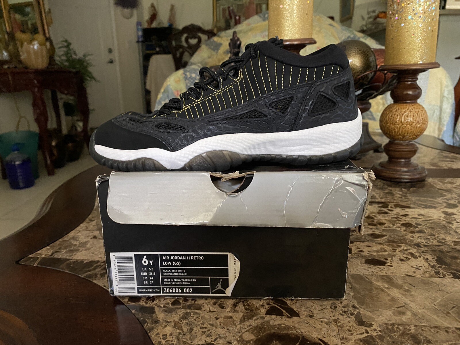 jordan 11 yellow and black