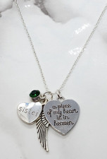 "A piece of my heart is in Heaven" Memorial Necklace for Sister Sympathy Gift