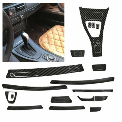 15pc Interior Glossy Carbon Fiber Wrap Trim Decal Fit For ...