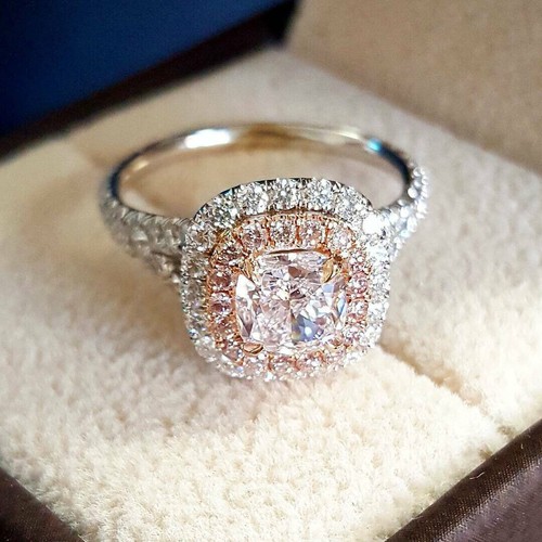 Bague De Fiançailles Halo Moissanite – émeraude 2,45 Ct, Or Blanc 14k, Taille Personnalisable