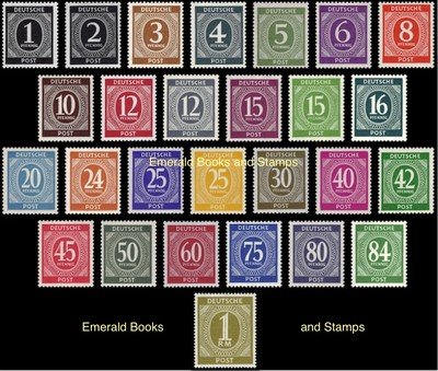 #ad EBS Germany 1946 Allied Occupation Numerals set Michel 911 937 MNH** AU $14.95