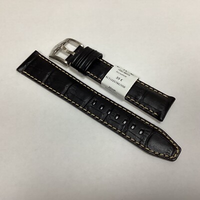 Bracelet De Montre ZRC En Cuir Veau Grain Alligator Bleu Marine, 20mm - Neuf