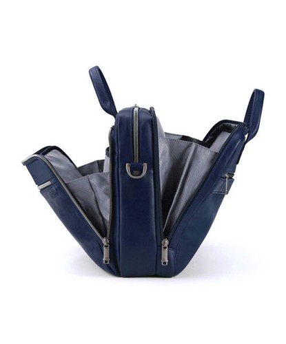 Samsonite Classic Leather 15.6 Inch Top Loader Navy - Picture 3 of 7