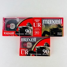 Maxell UR90 Cassette Tapes Sealed Blank Normal Bias IEC Type I 90 Minute 3 Pack