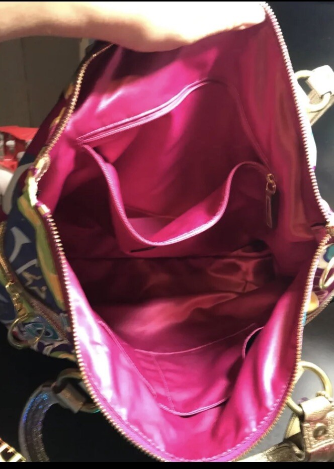 RARE Coach Graffiti Tote Bag Poppy C1032-15293 Multicolor