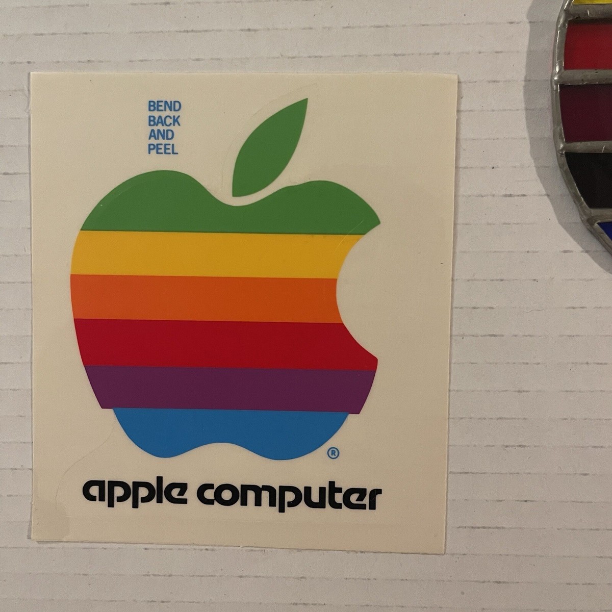 Rare Vintage Apple Macintosh Computer Rainbow Logo Stained Glass