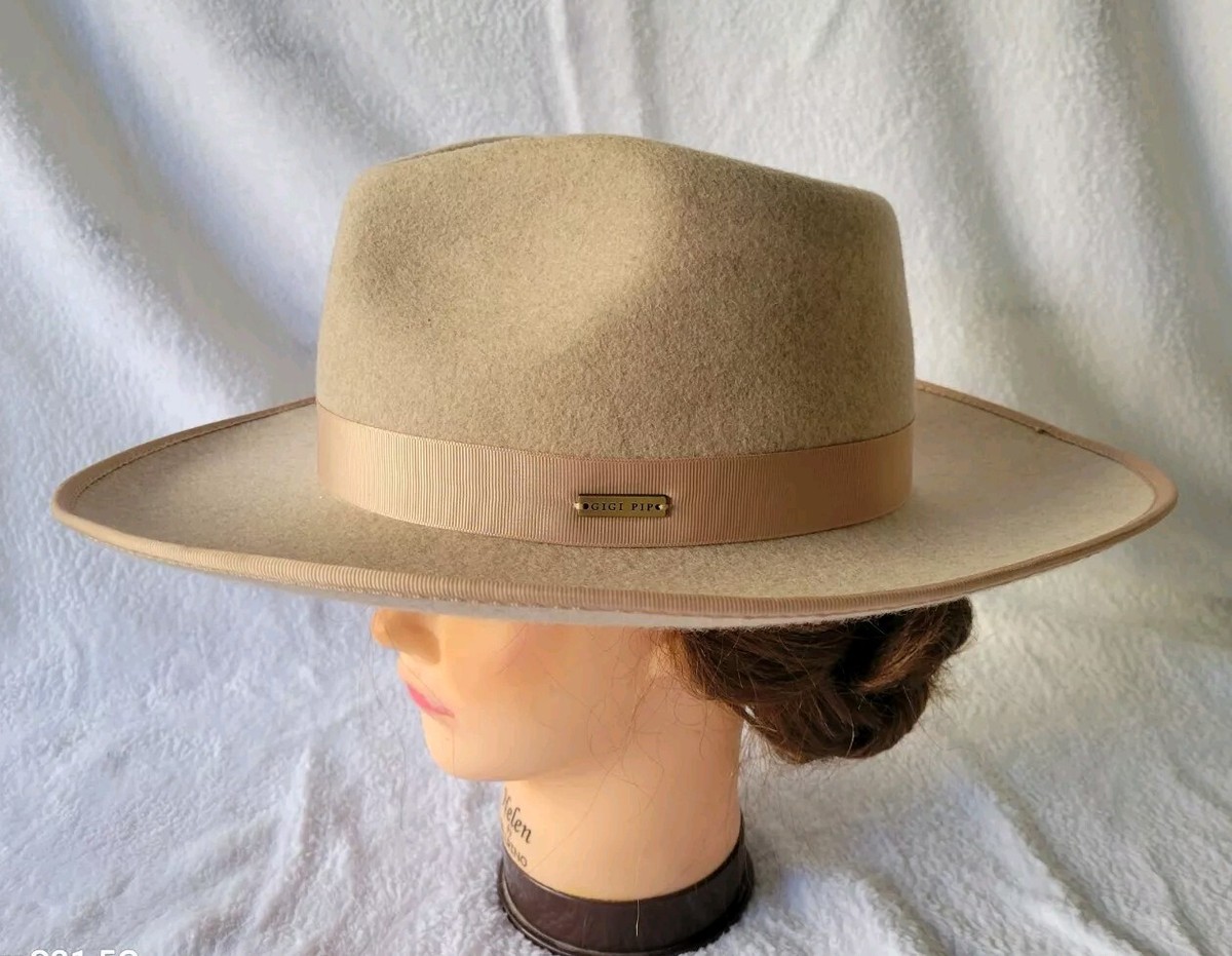 Gigi Pip Oatmeal Monroe Rancher Felt Fedora Hat Size 55 | eBay