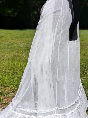 WEDDING WORTHY EARLY EDWARDIAN 3 PC BRIDAL NET DRESS W RUFFLES + TRAIN - Picture 8 of 10