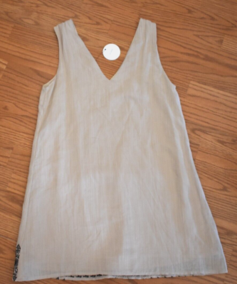 En Creme Cream small V Neck Embroidered Embellished Sleeveless A Line Dress  | eBay