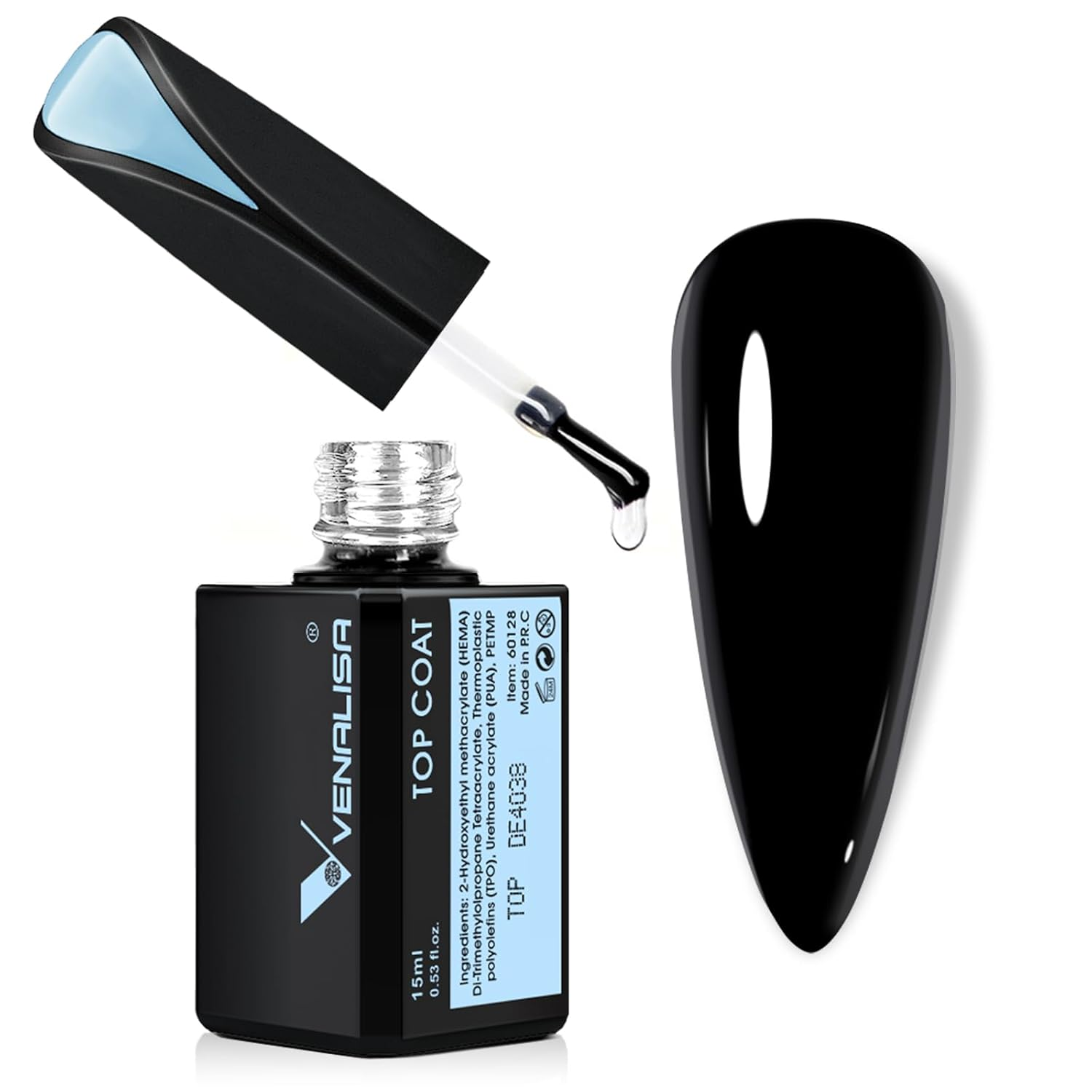 VENALISA 15Ml No Wipe Gel Top Coat for Long-Lasting High Gloss Shine