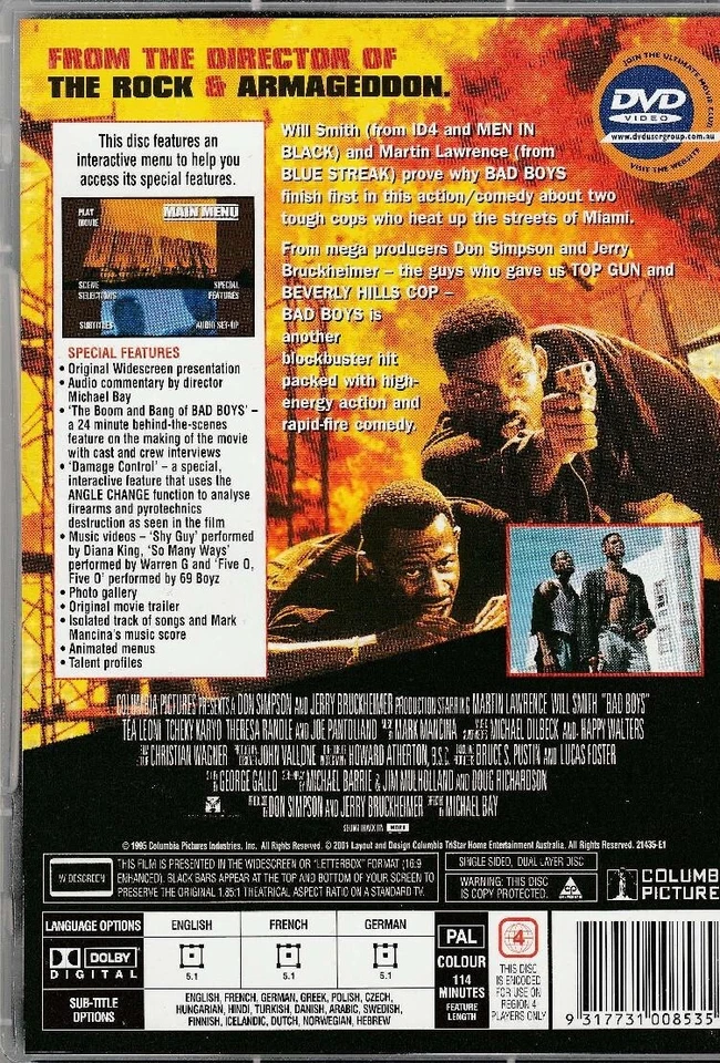 BAD BOYS (COLLECTOR'S EDITION DVD, 1995) - Image 2 of 2