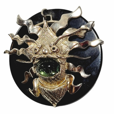 Vintage Art Deco 1930s Celluloid Dragon Pendant Grand 3 inches