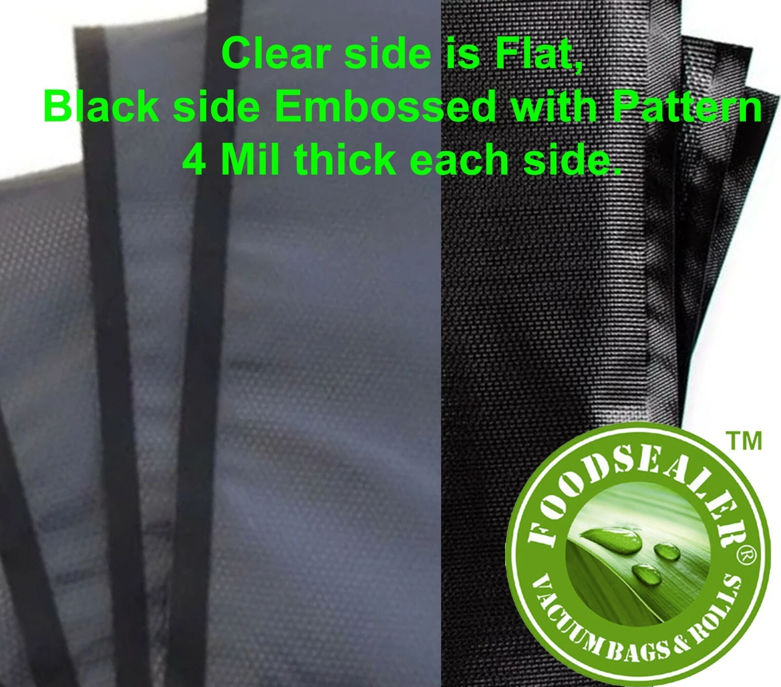 100 Pcs 5.5" x 11" Black Clear Food Sealer Food Saver Weston Vacuum Sealer Bag