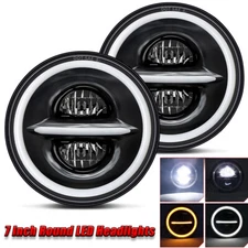 Pair 7 inch LED Headlights DRL Fit Jeep Wrangler JK CJ LJ TJ Halo Angel Eyes 7"