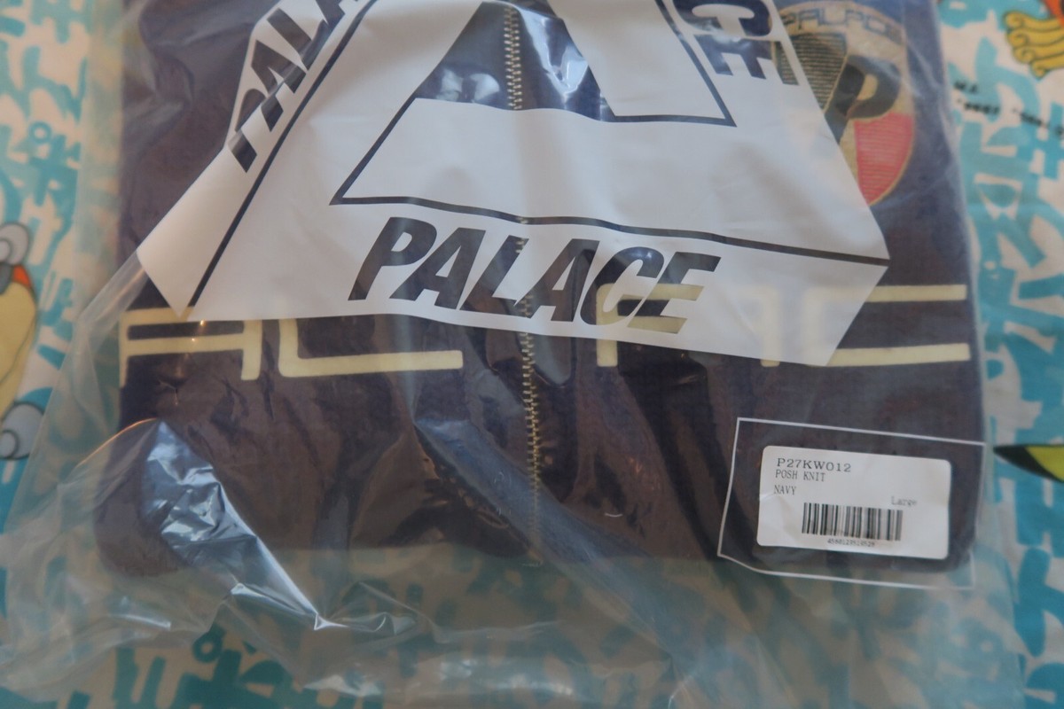 Palace Posh Knit Navy Blue Size Large Sweater Spellout Logo London 