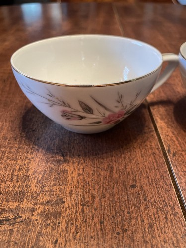 Fine China of Japan Tea Cup Golden Rose Flat Style Vintage Set Of 2 - Picture 2 of 7