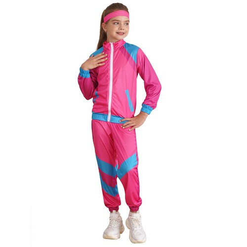 Kids Unisex Tops Pants Headband Sets Colorblock Sports Suit Carnival Party - Picture 12 of 42