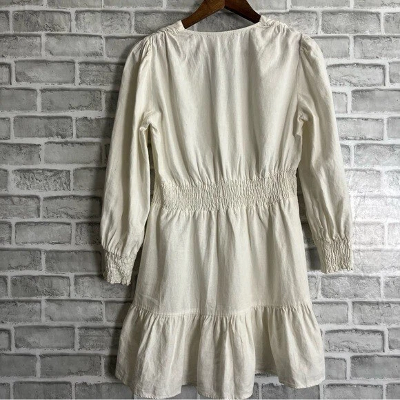 OFF WHITE Abito leggero Zara Off White misto lino cottage core a strati fumè taglia M