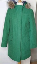 Cappotto parka bianco stoffa molo pelle di talpa verde cotone UK 6 nuovo senza etichette 