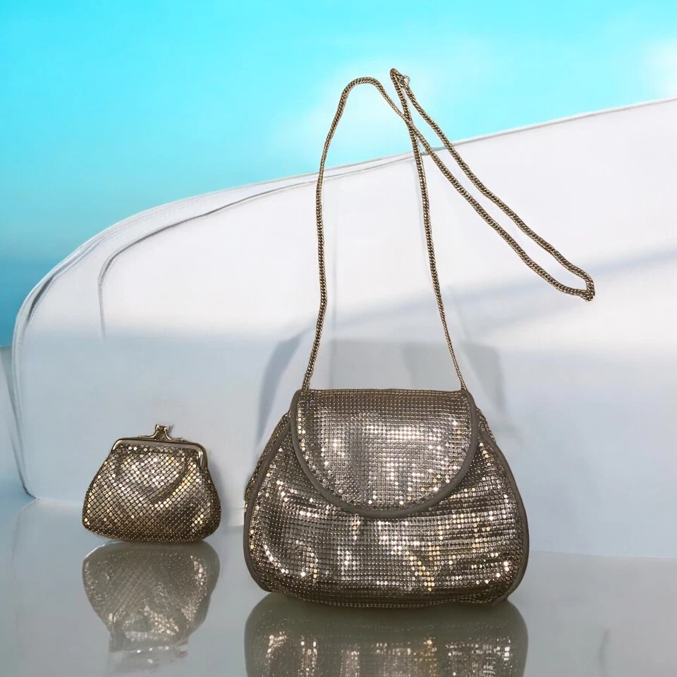 Винтажный сетки WHITING & DAVIS комплект вечер сумка через плечо монета / изменить сумочки - Изображение 2 из 4