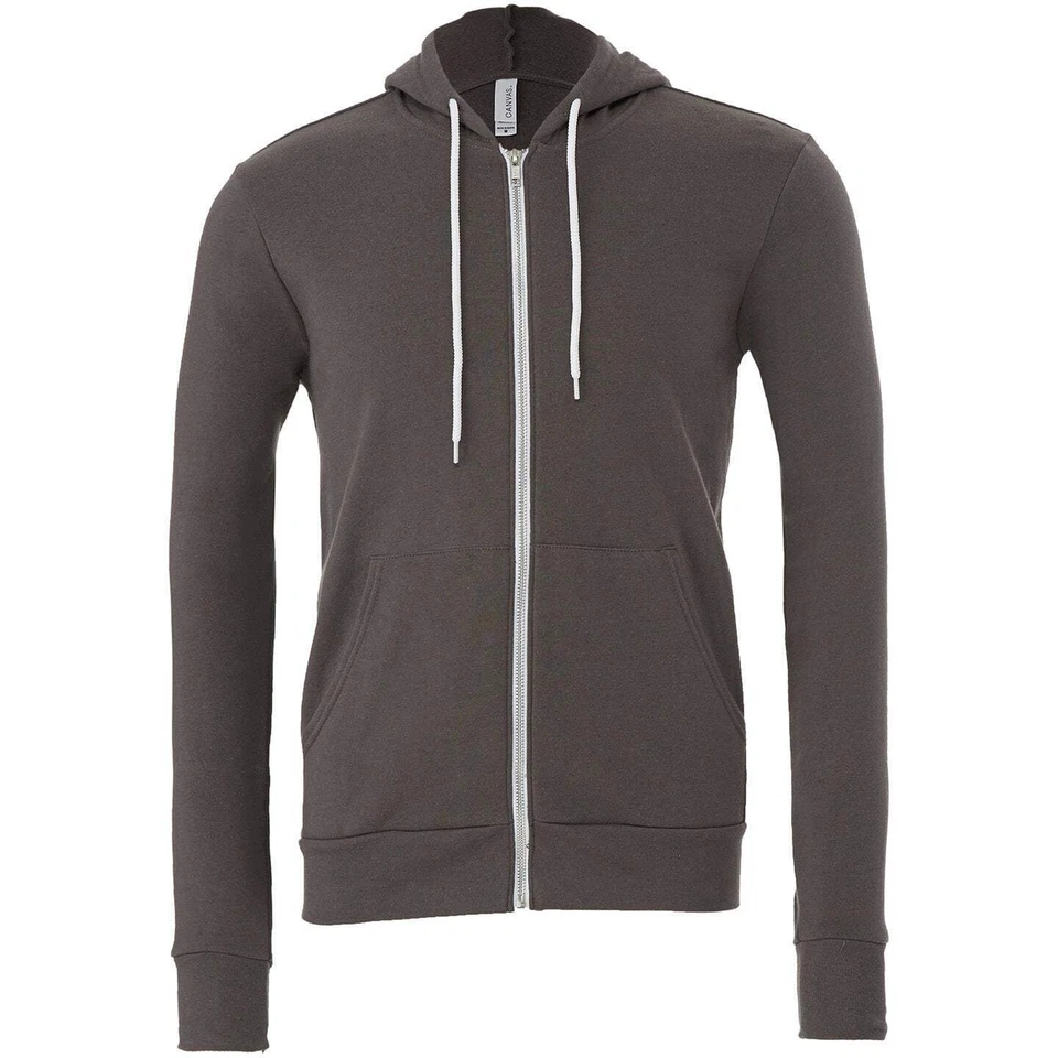 Bella Canvas Unisex Polycotton Fleece Full-Zip Hoodie - Asphalt