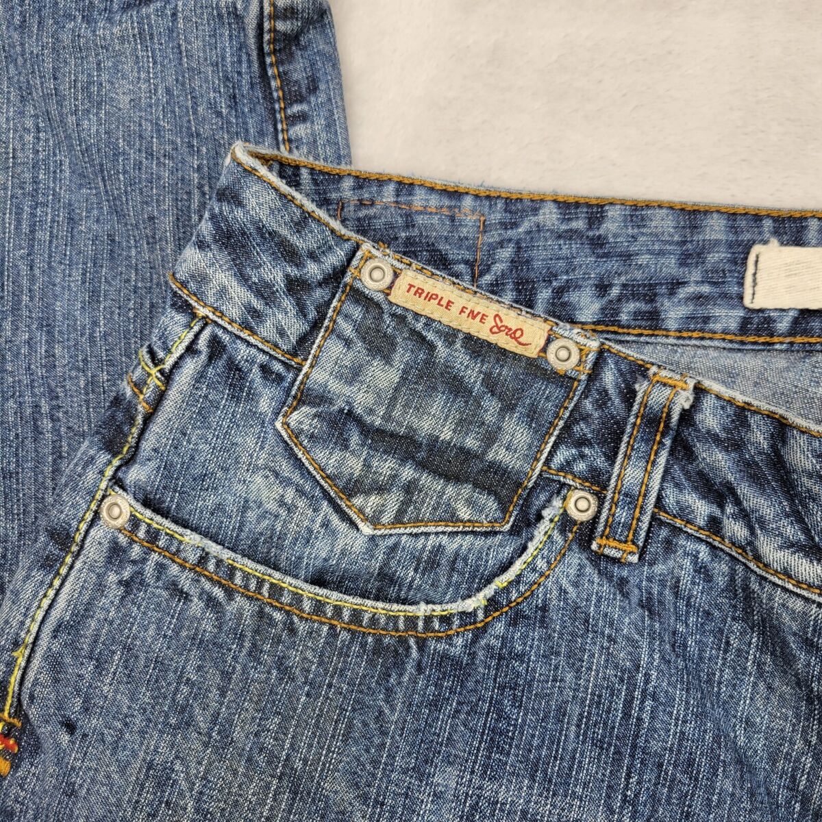 Triple Five Soul Jeans Men 36 X32 Blue Cotton Denim Straight Triple Five Soul Jeans Men 36 X32 Blue Cotton Denim Straight