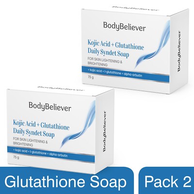 BodyBeliever Skin Lightening Soap with Kojic Acid & Arbutin, Daily Syndet  Soap