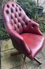 FINE ANTIQUE STYLE  OXBLOOD LEATHER SWIVEL OFFICE DIRECTORS ARMCHAIR WE DELIVER