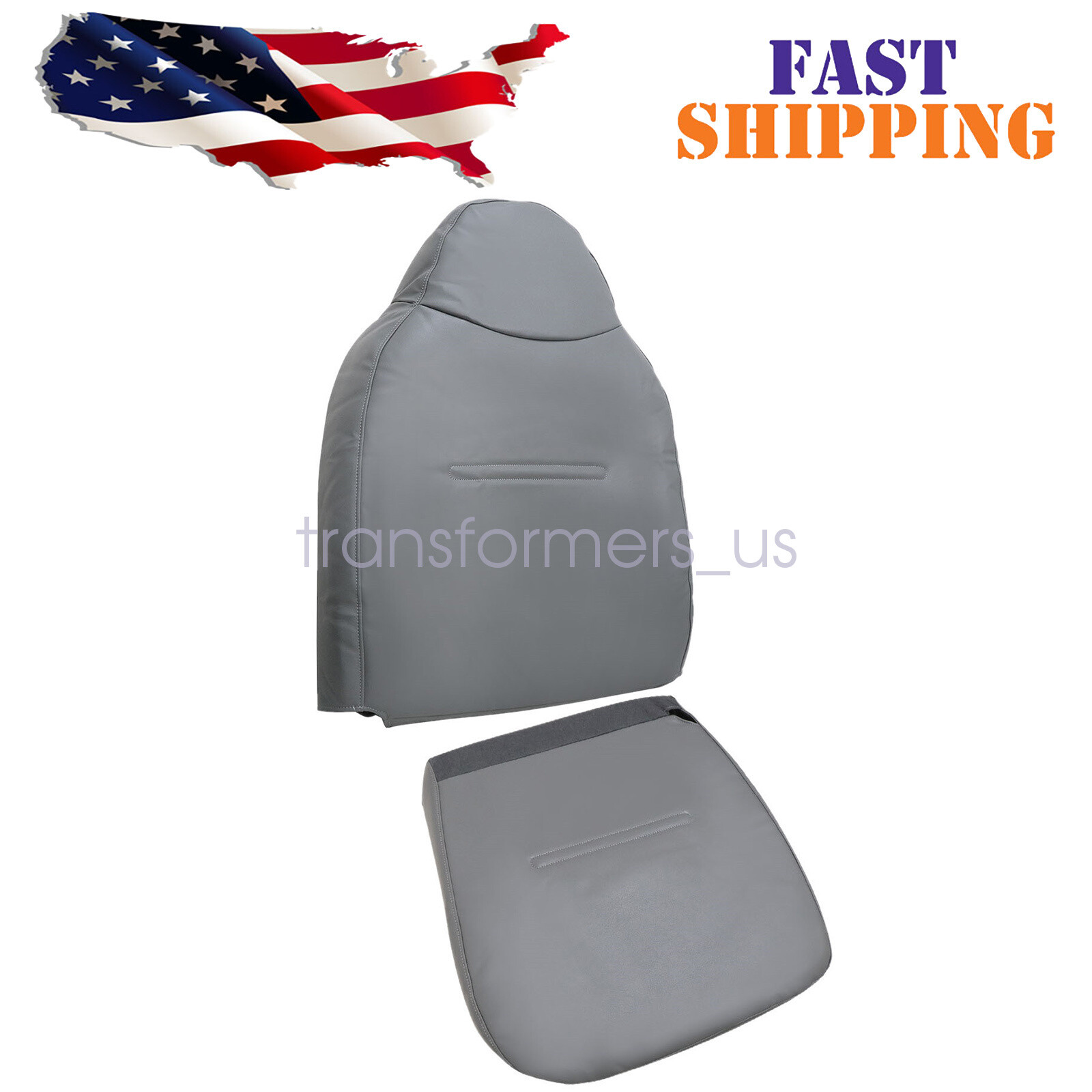 Passenger Bottom & Back Seat Cover Gray Fits Ford F-250 F-350 Work Truck 01-07