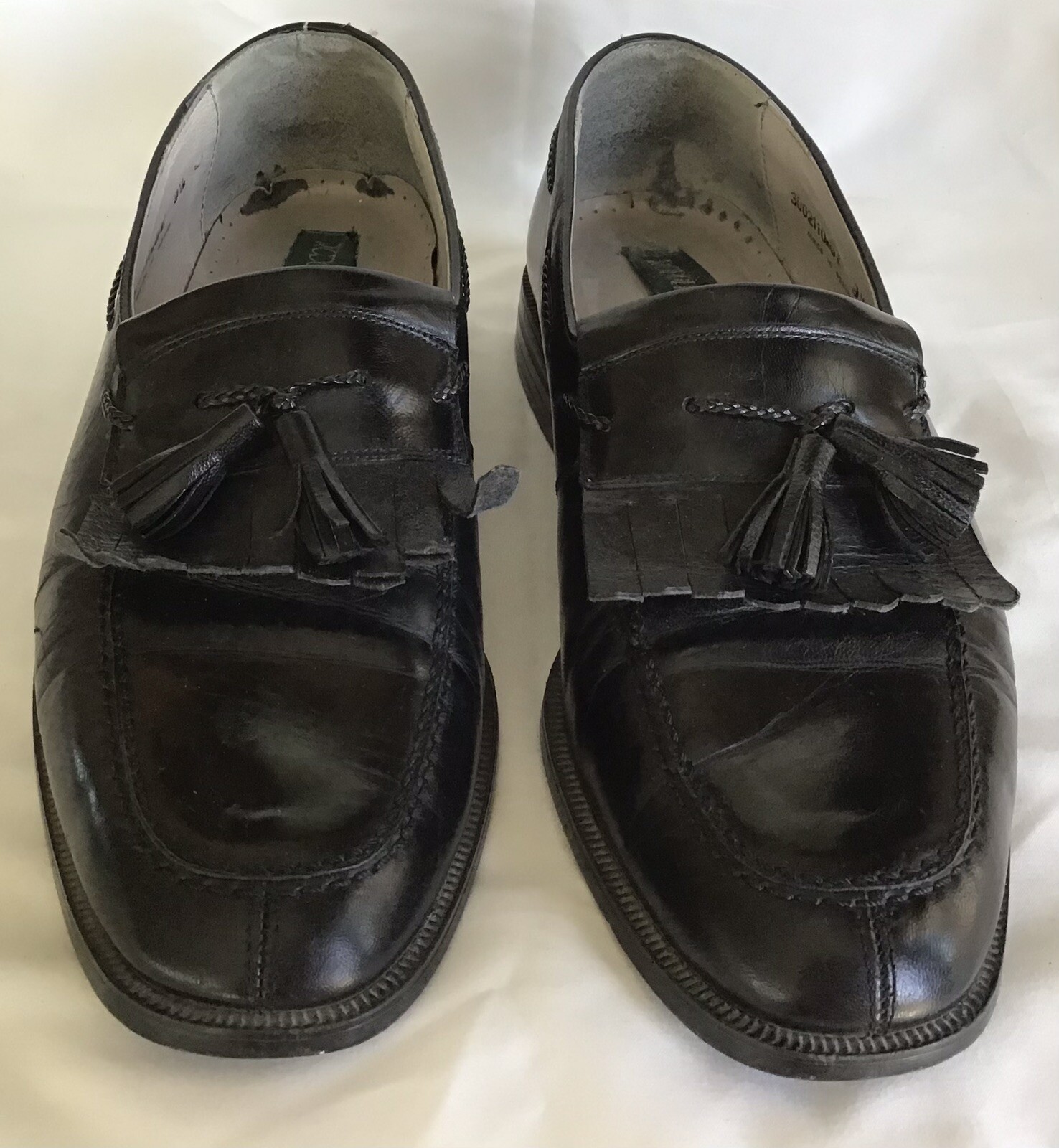 RODOLFO VALENTINO Men 9.5D Loafer Dress Shoes Black Leather Kiltie Tasseled thumbnail 2