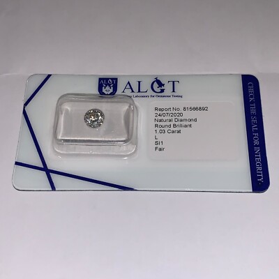 Certified Natural Diamond 1.03 ct Round Brilliant SI1
