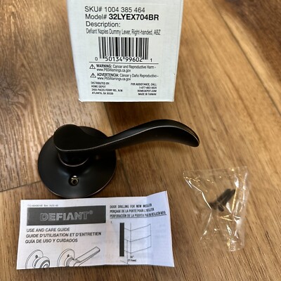 Defiant LYEX704B-R Naples Aged Bronze Right-Hand Dummy Door Lever