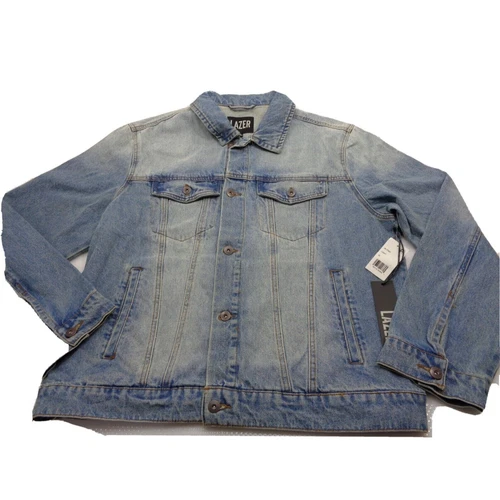 Lazer Men's Regular Fit  Denim Trucker Jacket in Extra Light Wash Blue-XLarge - product listing photo