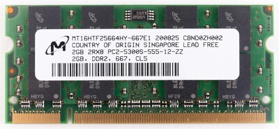 Apple Compatible Ram Various Brand 2GB 1x2GB DDR2 667 MHz PC2-5300 soDimm Memory