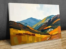 Scottish landscape brown tones Abstract  mounted canvas print art ready to hang